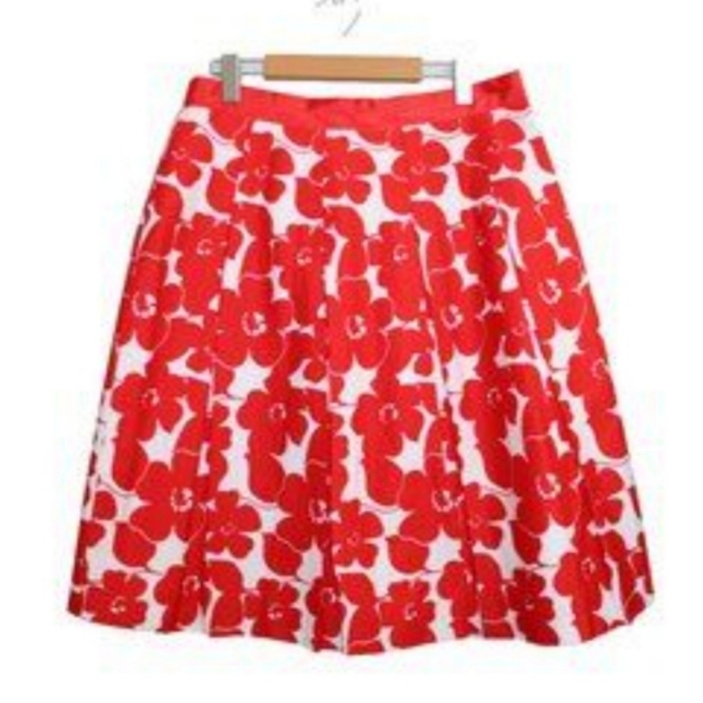 Red and white floral full skirt
